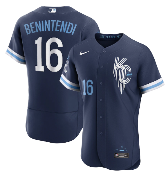 Men's Kansas City Royals #16 Andrew Benintendi 2022 Navy City Connect Flex Base Stitched MLB Jersey